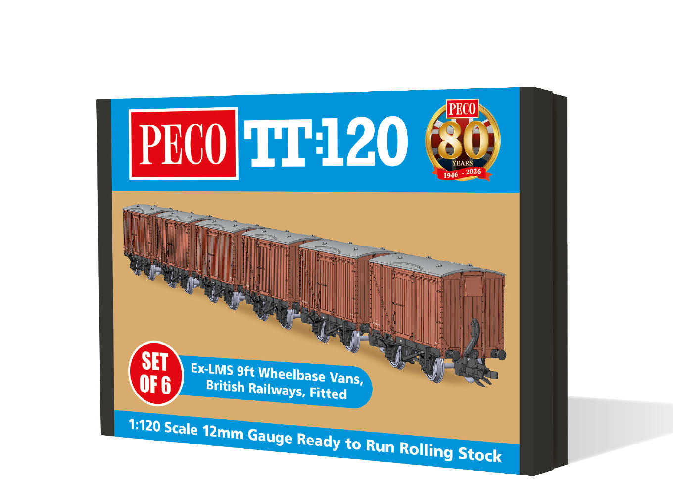 TTR61303 - PECO - TT:120 - LMS/BR 9ft Wheelbase Vans Fitted (Set of 6)