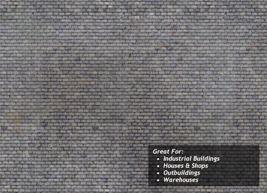 TX014 - Scale Model Scenery - OO/HO - Weathered Slate Roofing Texture Paper (Pack of 5)