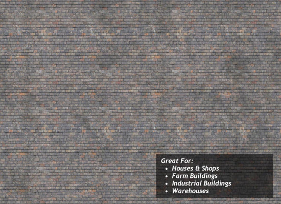 TX184 - Scale Model Scenery - OO/HO - Mixed Grey Roof Slates Texture Paper (Pack of 5)