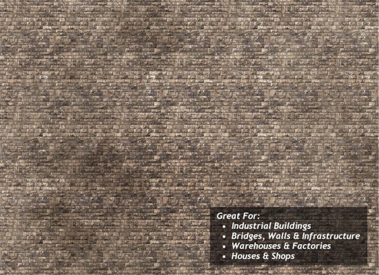 TX245 - Scale Model Scenery - OO/HO - Light Weathered Random Ashlar Brick Texture Paper (Pack of 5)