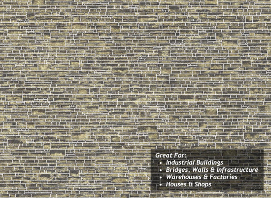TX268 - Scale Model Scenery - OO/HO - Yorkshire Stone Texture Paper (Pack of 5)