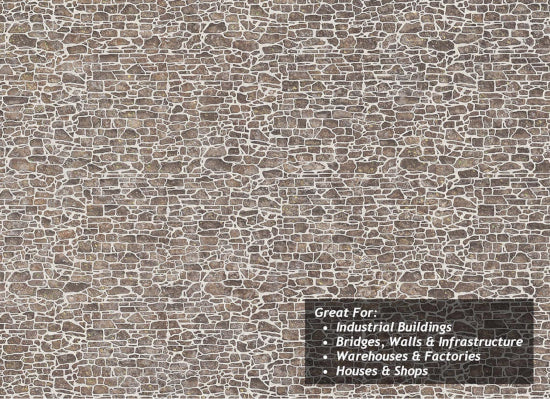 TX272 - Scale Model Scenery - OO/HO - Pointed Brown Stone Texture Paper (Pack of 5)