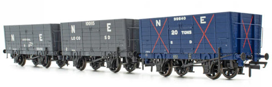 ACC2821 Mixed Q3 Hopper - Grouping transition period: NER Blue/ LNER Grey - Triple Pack