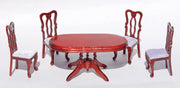 DF126M Oval Dark Wood Dining Table and 4 Dining Chairs  1:12th Scale