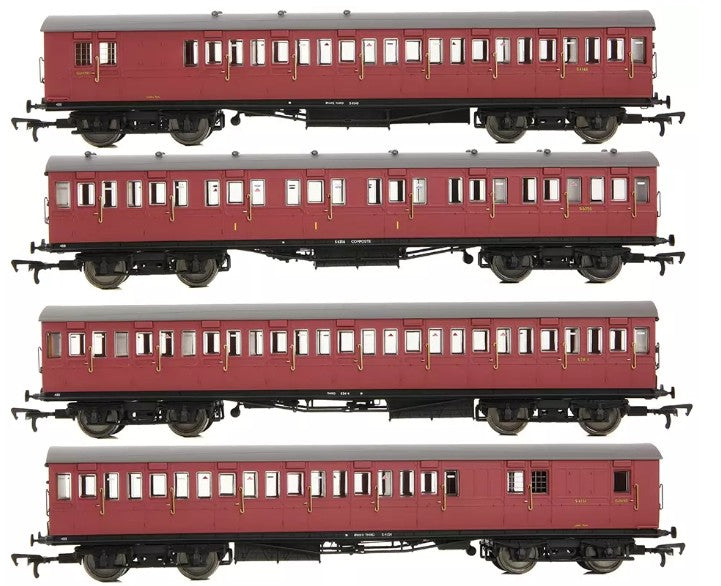 E86023 EFE Rail LBSCR 54ft Isle of Wight 4-Coach Pack BR Crimson No. 488
