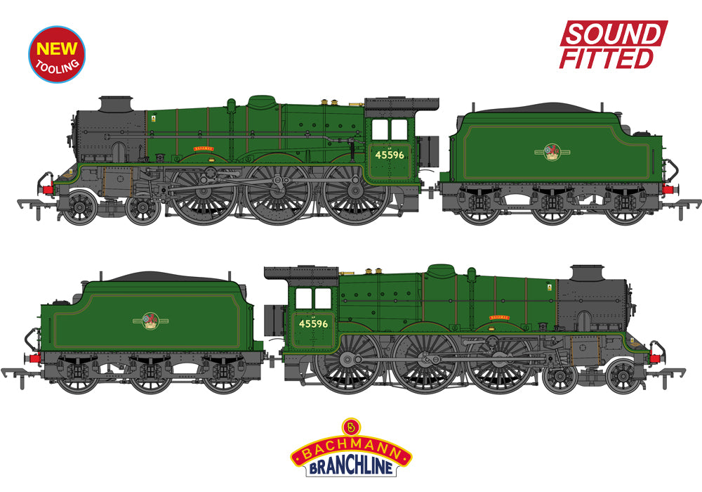 35-977ASF - Bachmann - LMS Jubilee w/Welded Tender 45596 'Bahamas' BR Lined Green (L/C)