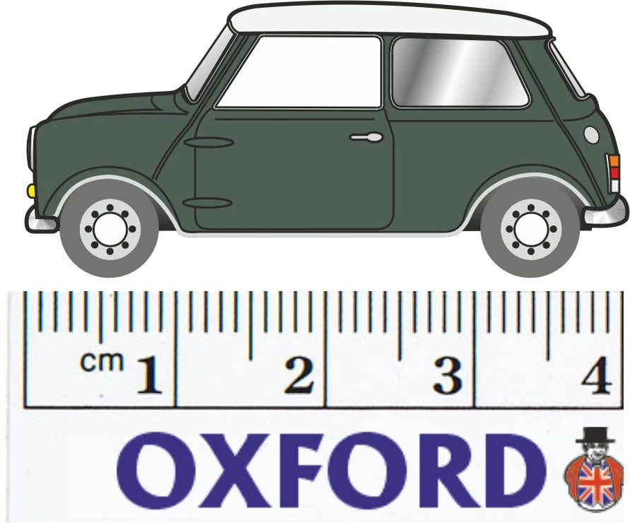 76MN003 - Oxford Diecast - Almond Green/Old English White Austin Mini